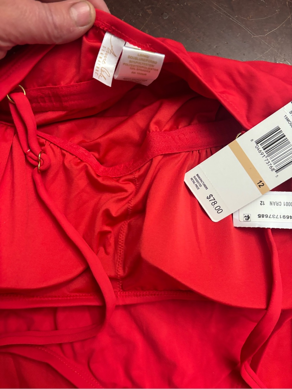 Anne Cole BNWT red cranberry bathing suit one piece vacation maximalist padding - Picture 4 of 5